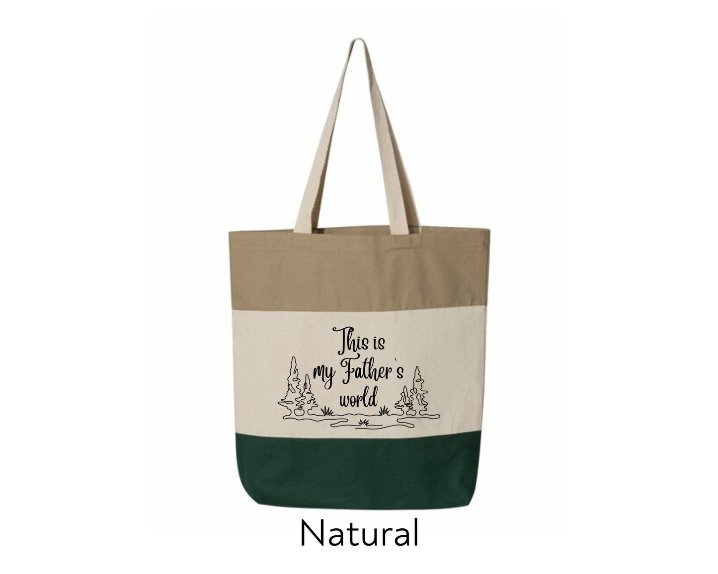 Ti-Color Canvas Tote with hymn/scripture/inspirational thought