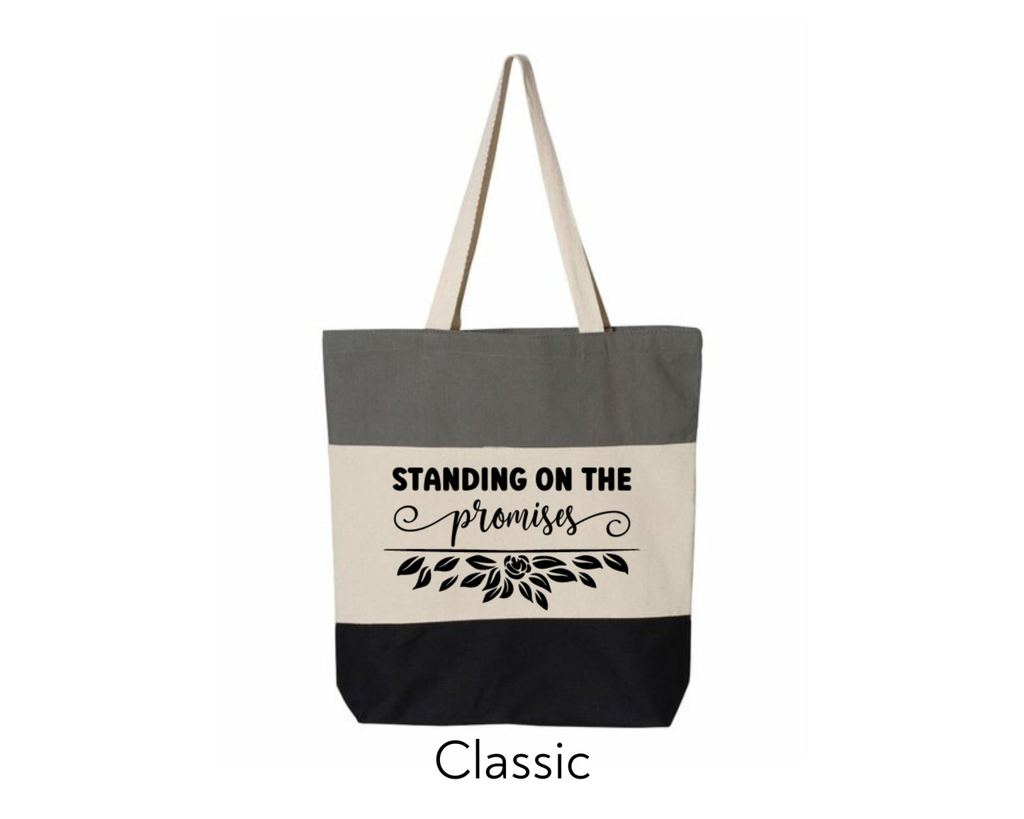 Ti-Color Canvas Tote with hymn/scripture/inspirational thought