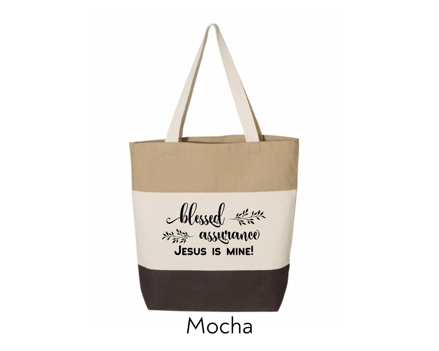 Ti-Color Canvas Tote with hymn/scripture/inspirational thought