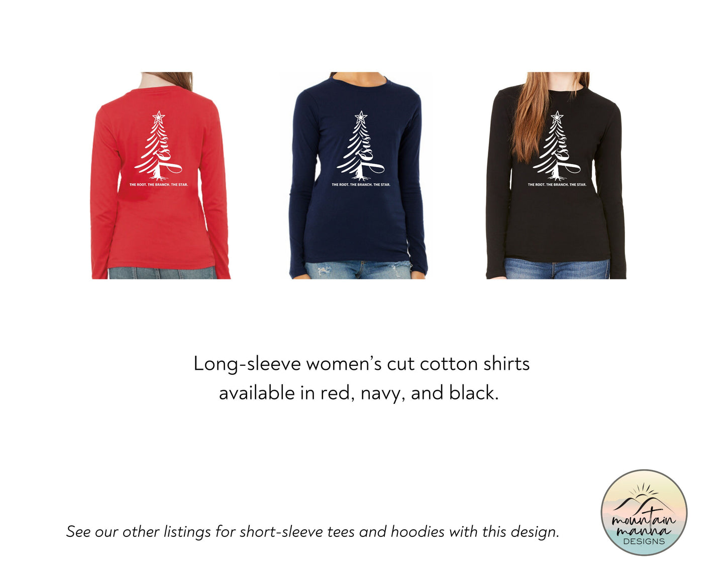 Christmas long-sleeve shirt | Christian apparel | Gift for her | Jesus Christmas Tree with Bible References