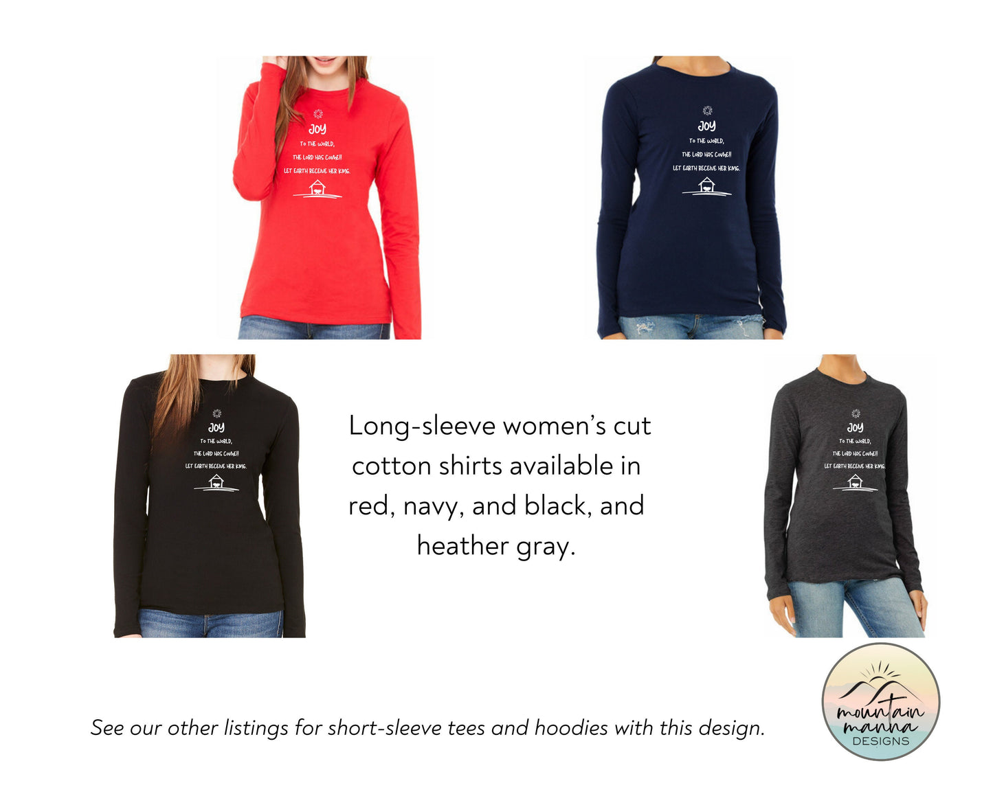 Joy to the World Christmas long-sleeve shirt | Christian apparel | Gift for her
