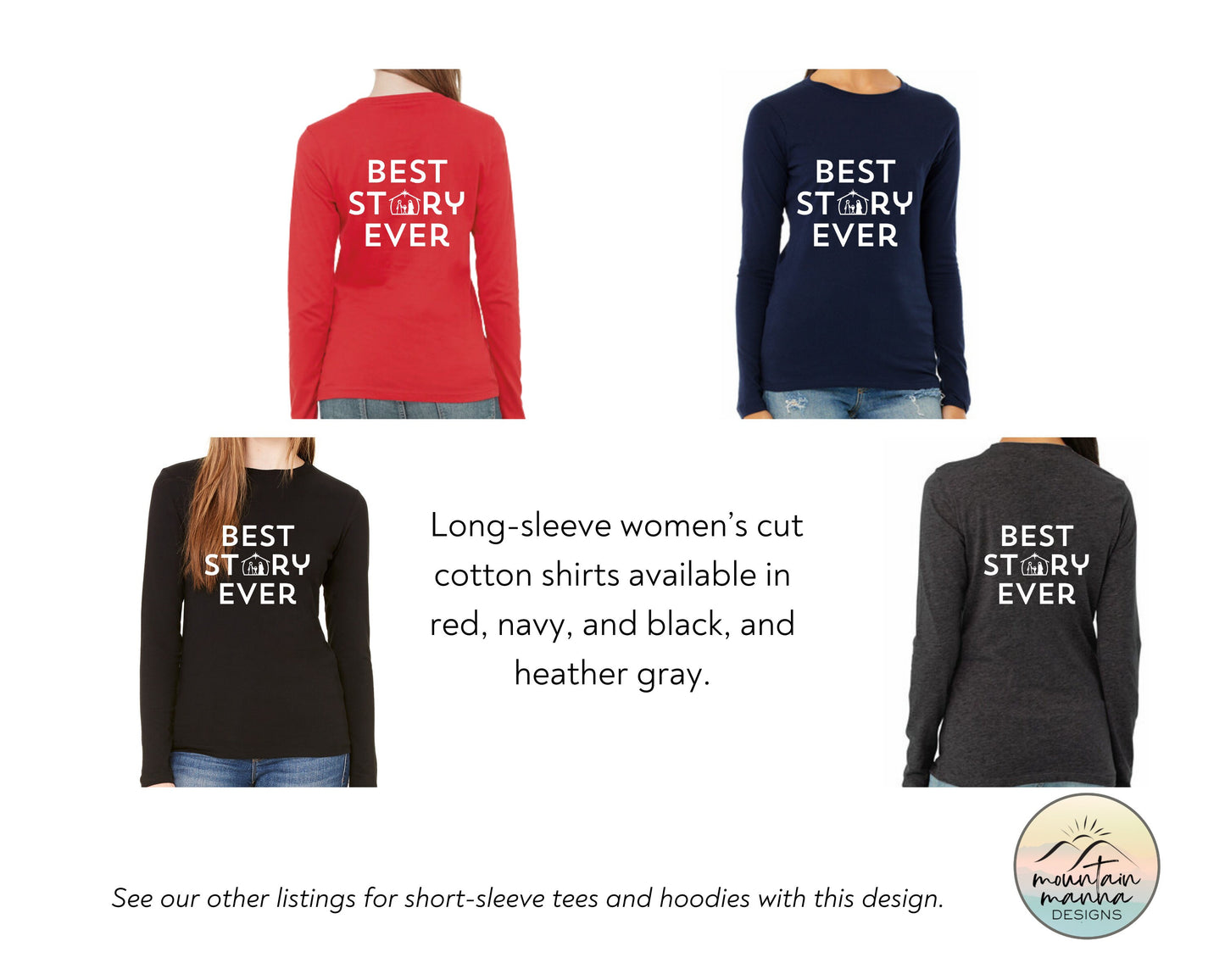 BEST STORY EVER Nativity Christmas long-sleeve shirt | Christian apparel | Gift for her