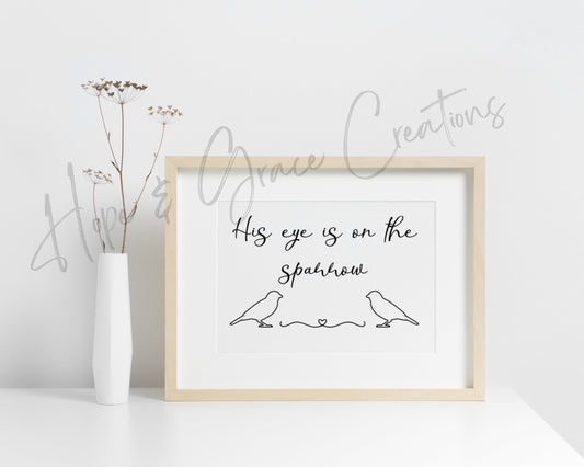 His Eye is on the Sparrow - hymn canvas print