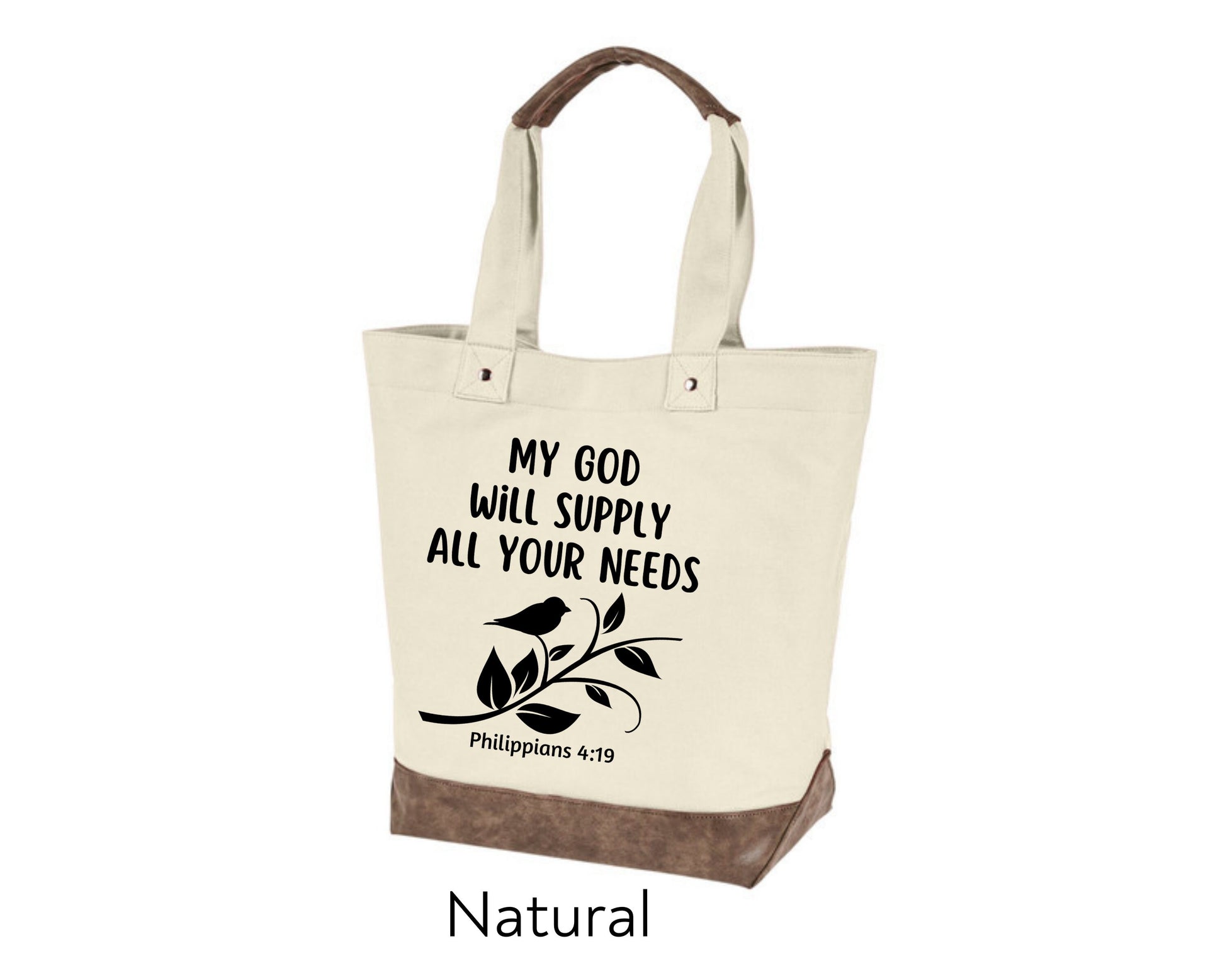 Canvas Tote - My God Will Supply All Your Needs Philippians 4:19