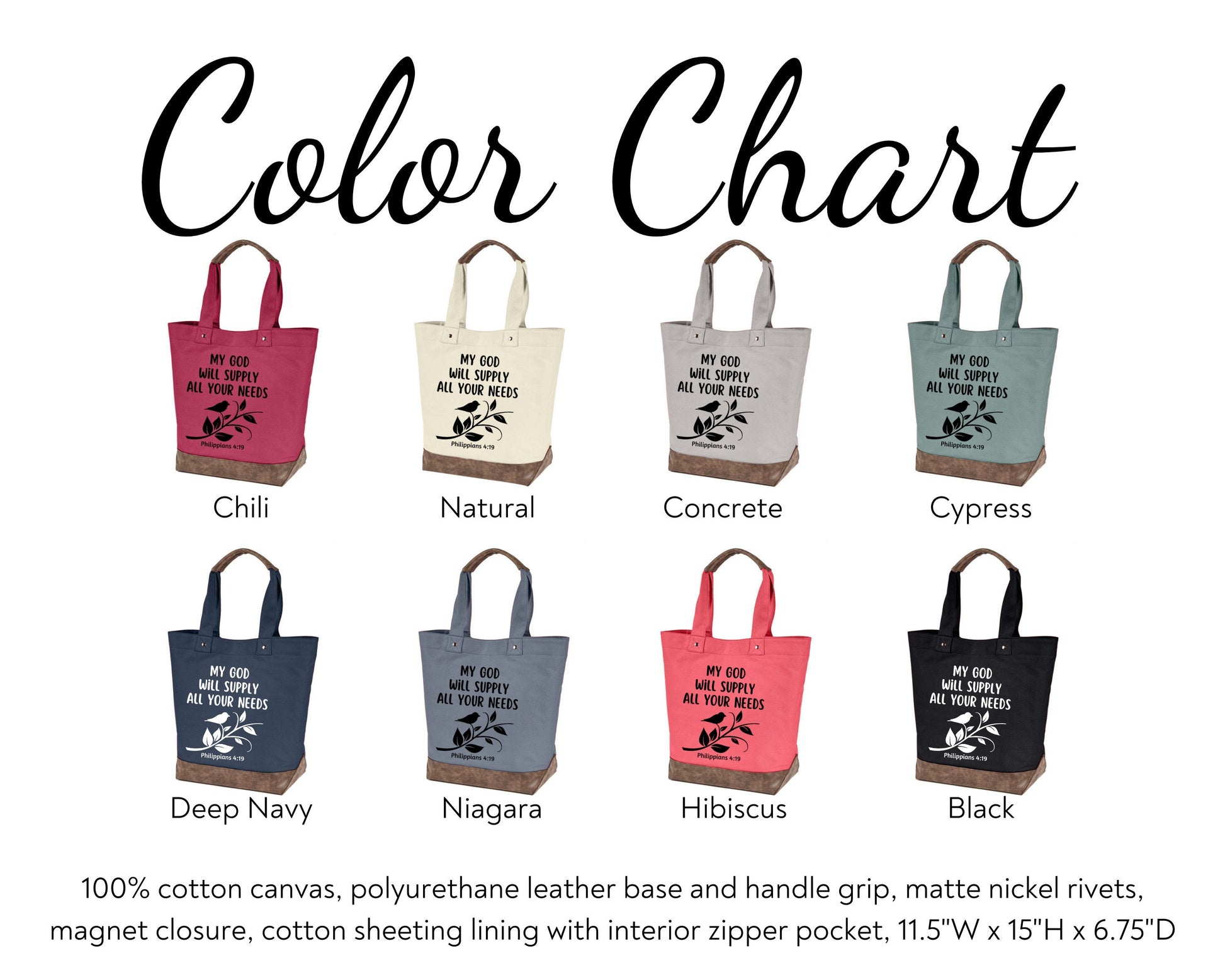 Canvas Tote - My God Will Supply All Your Needs Philippians 4:19
