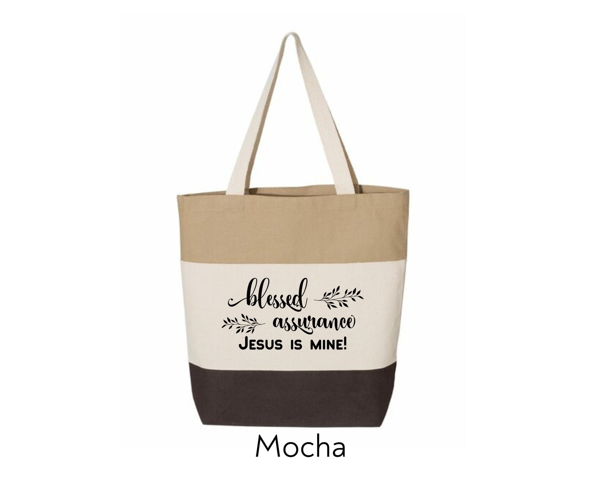 Ti-Color Canvas Tote with hymn/scripture/inspirational thought