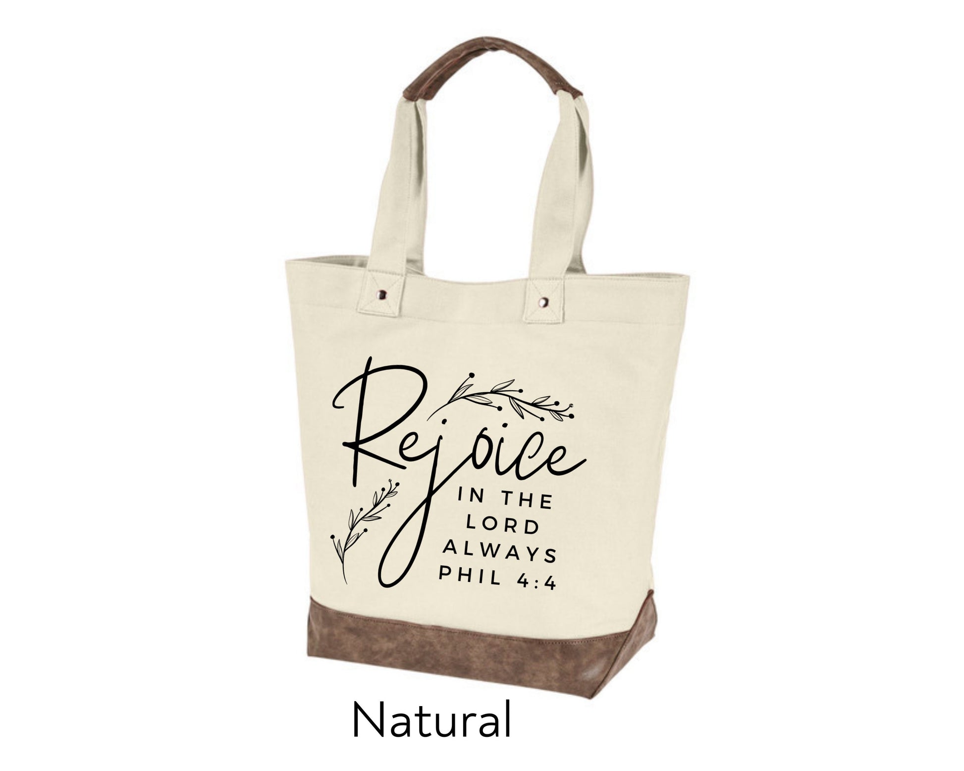 Canvas Tote - Rejoice in the Lord always Philippians 4:4