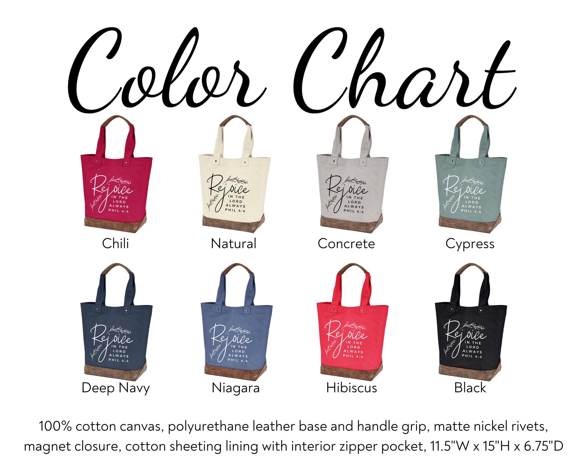 Canvas Tote - Rejoice in the Lord always Philippians 4:4