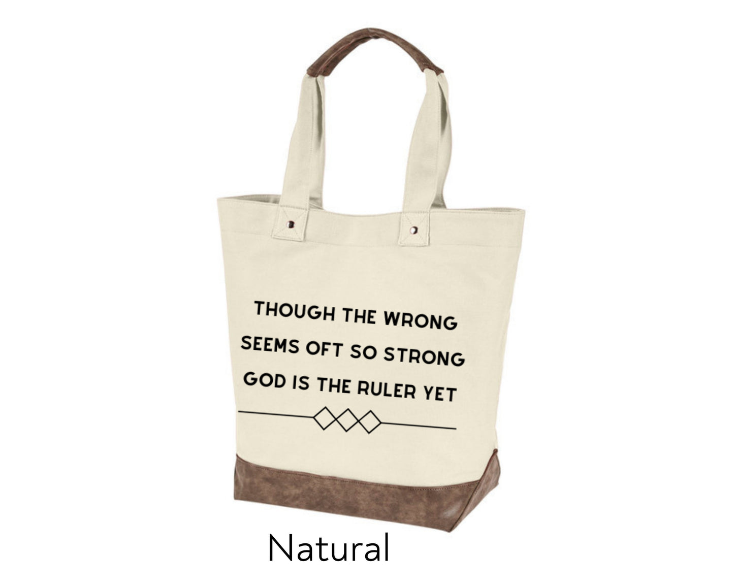Canvas Tote - God is the Ruler Yet Though the wrong seems oft so strong My Father's World hymn