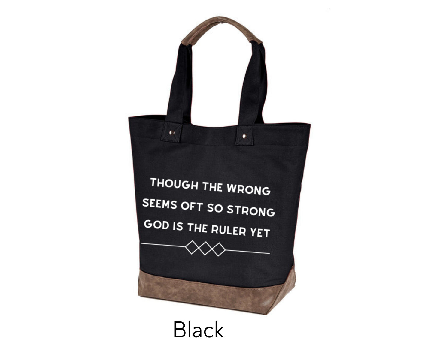 Canvas Tote - God is the Ruler Yet Though the wrong seems oft so strong My Father's World hymn