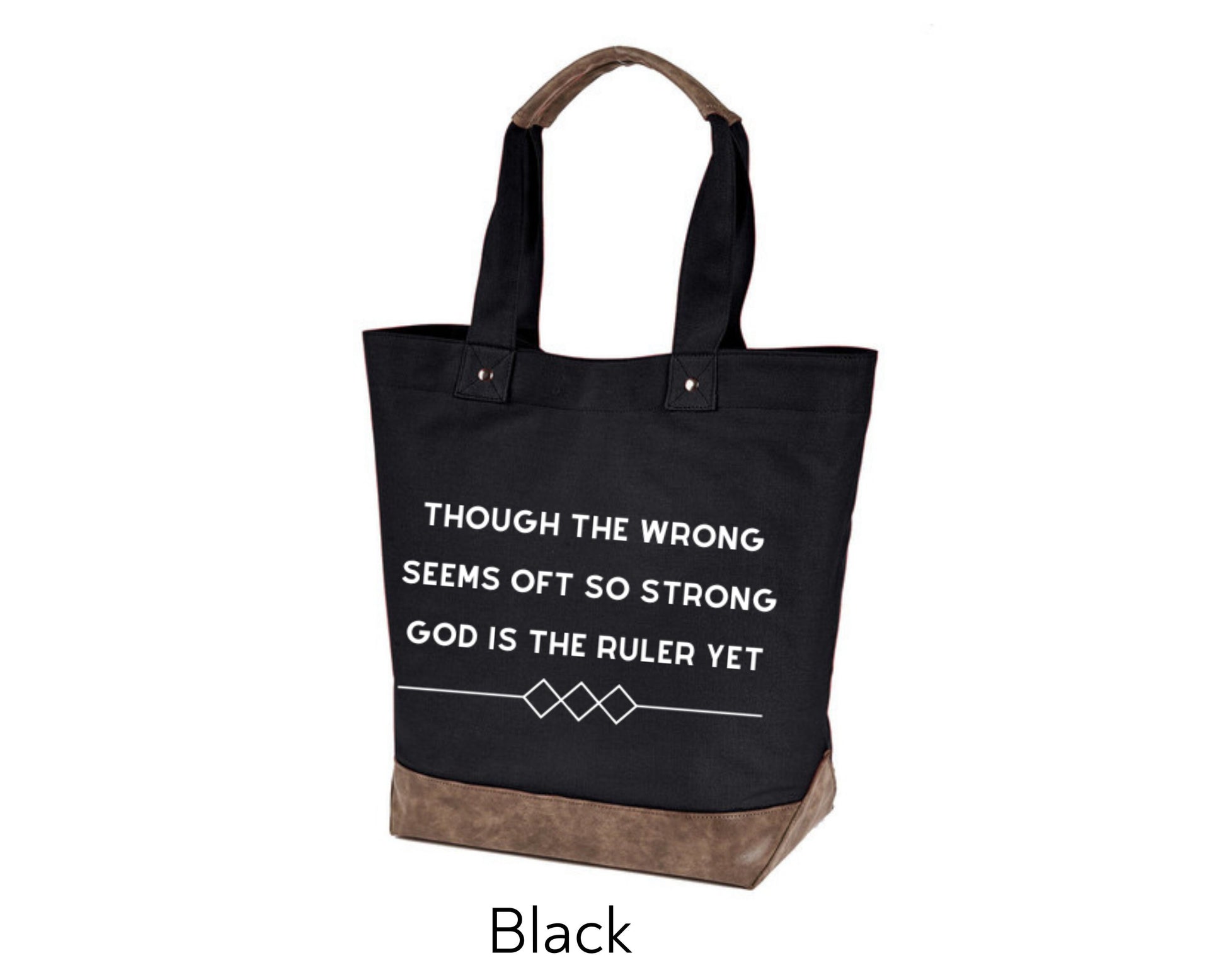 Canvas Tote - God is the Ruler Yet Though the wrong seems oft so strong My Father's World hymn