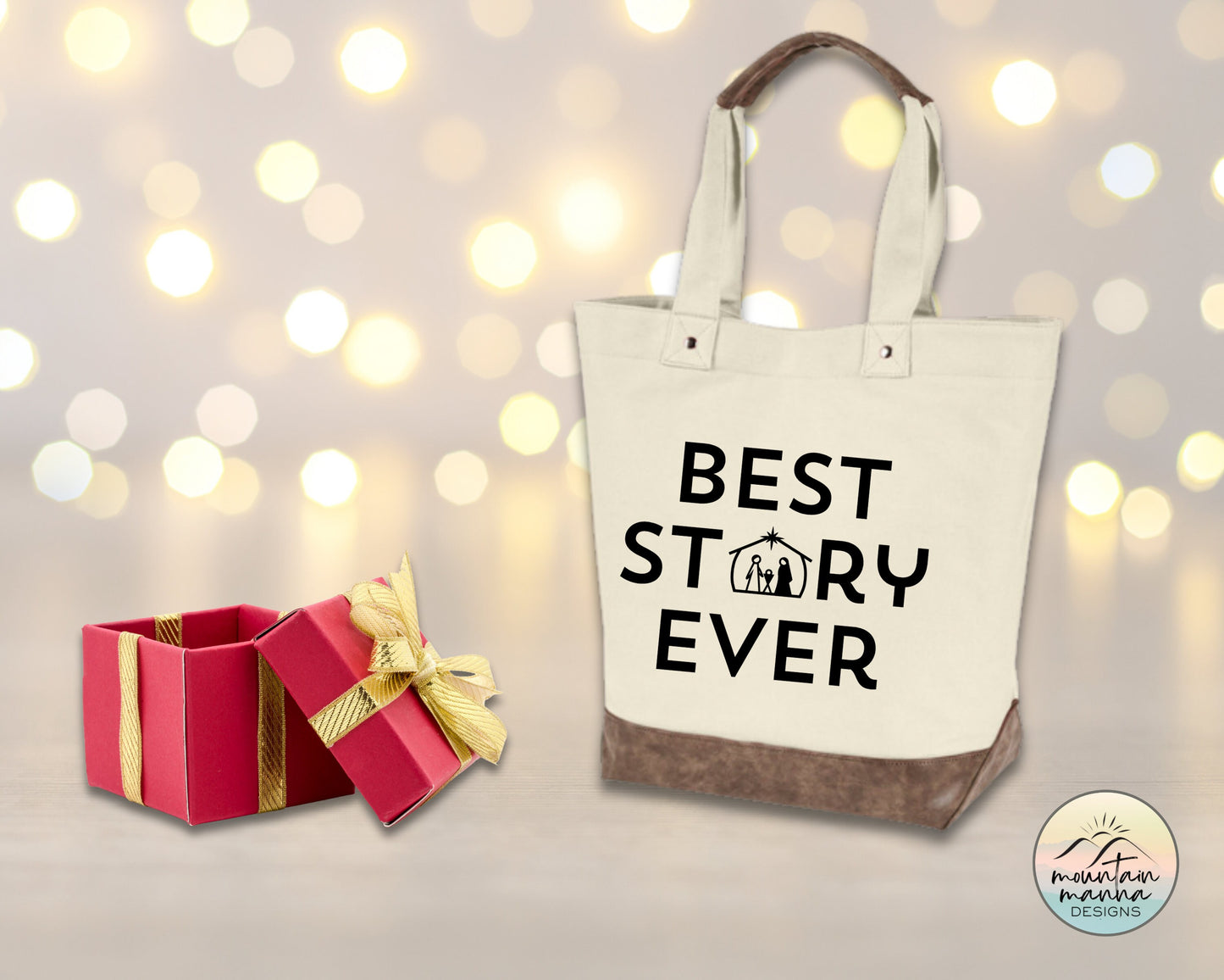 Best STORY Ever Christmas tote | Cotton Canvas tote | Gift for he