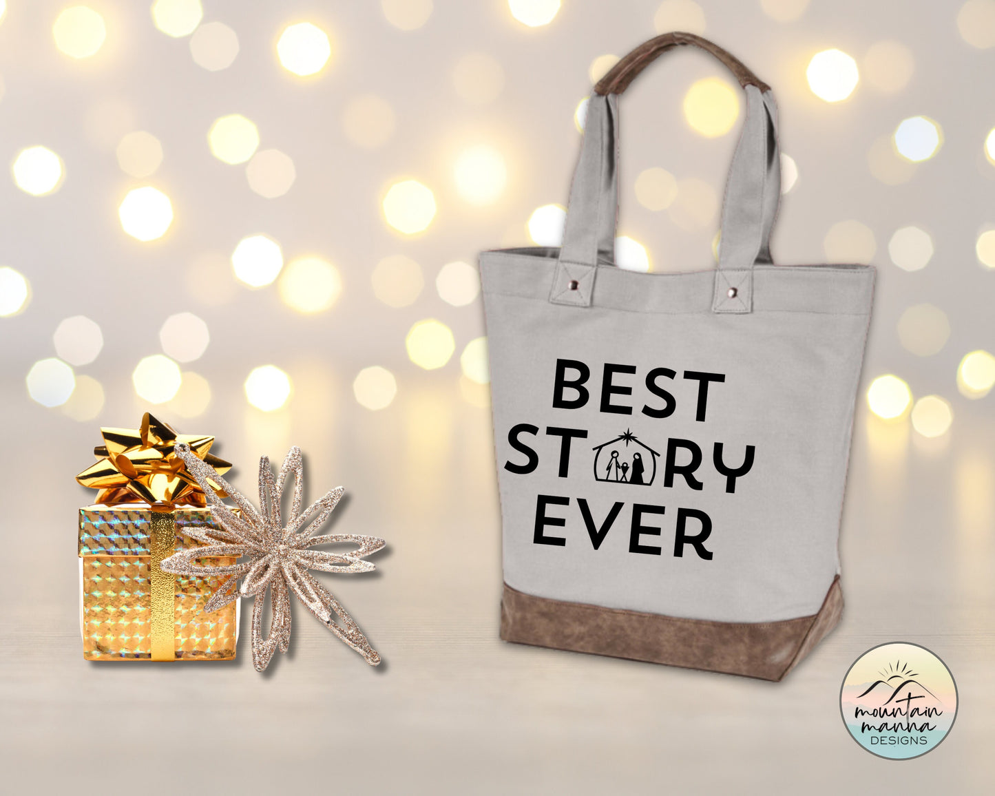 Best STORY Ever Christmas tote | Cotton Canvas tote | Gift for he