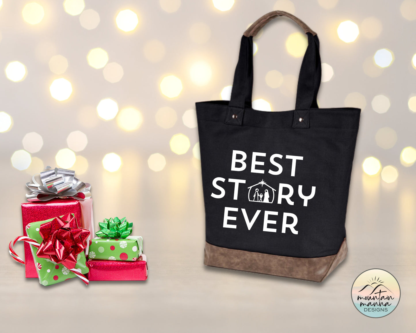 Best STORY Ever Christmas tote | Cotton Canvas tote | Gift for he