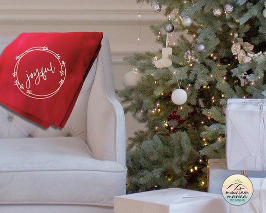 Fleece-lined Blanket with Joyful Design | Christmas Gift | Living Room Decor