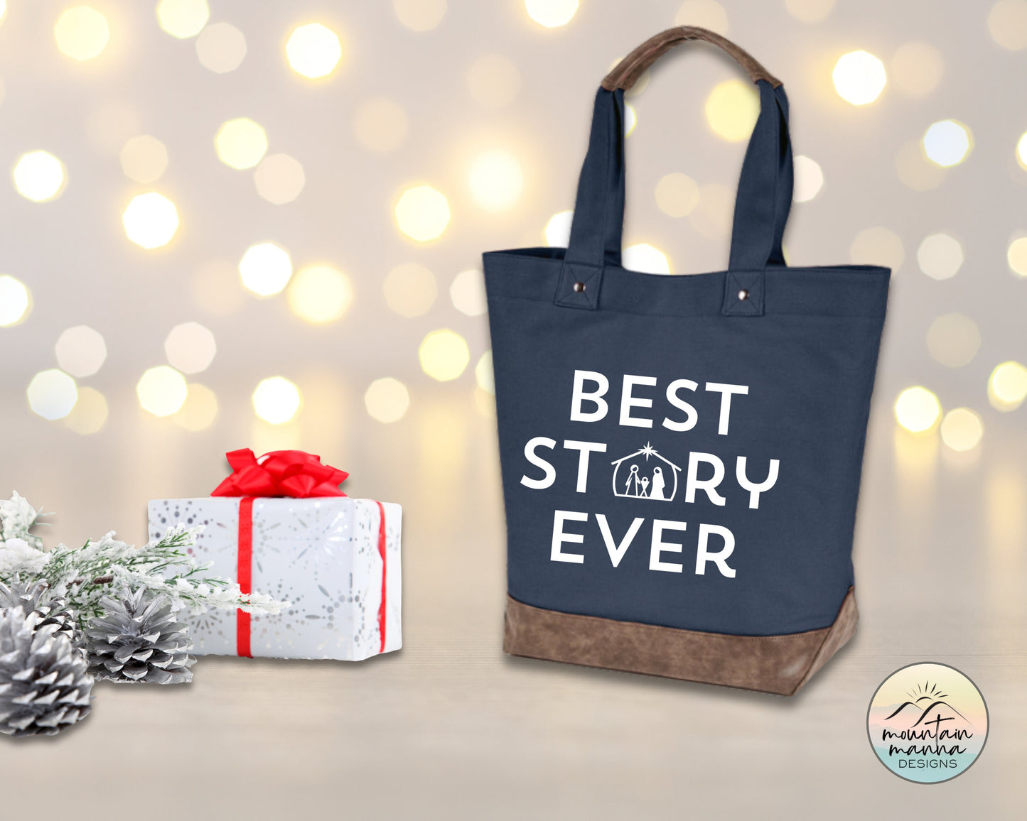 Best STORY Ever Christmas tote | Cotton Canvas tote | Gift for he