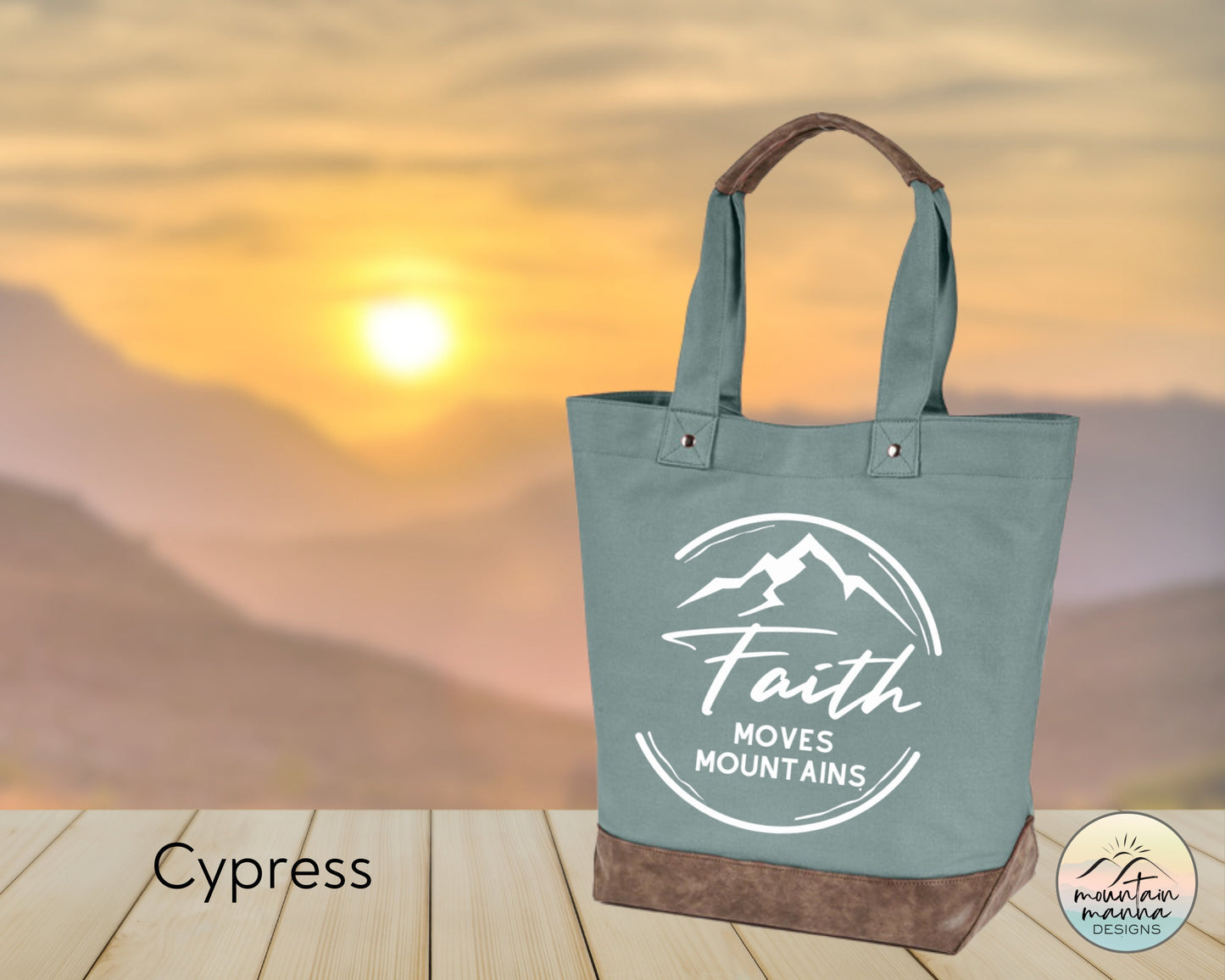 Large, Sturdy Canvas Tote - Faith Moves Mountains