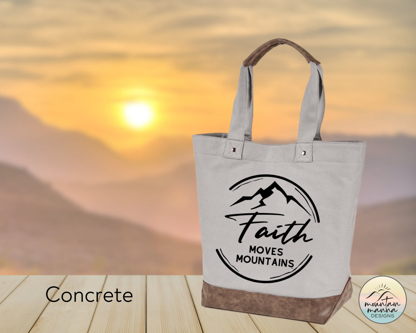 Large, Sturdy Canvas Tote - Faith Moves Mountains