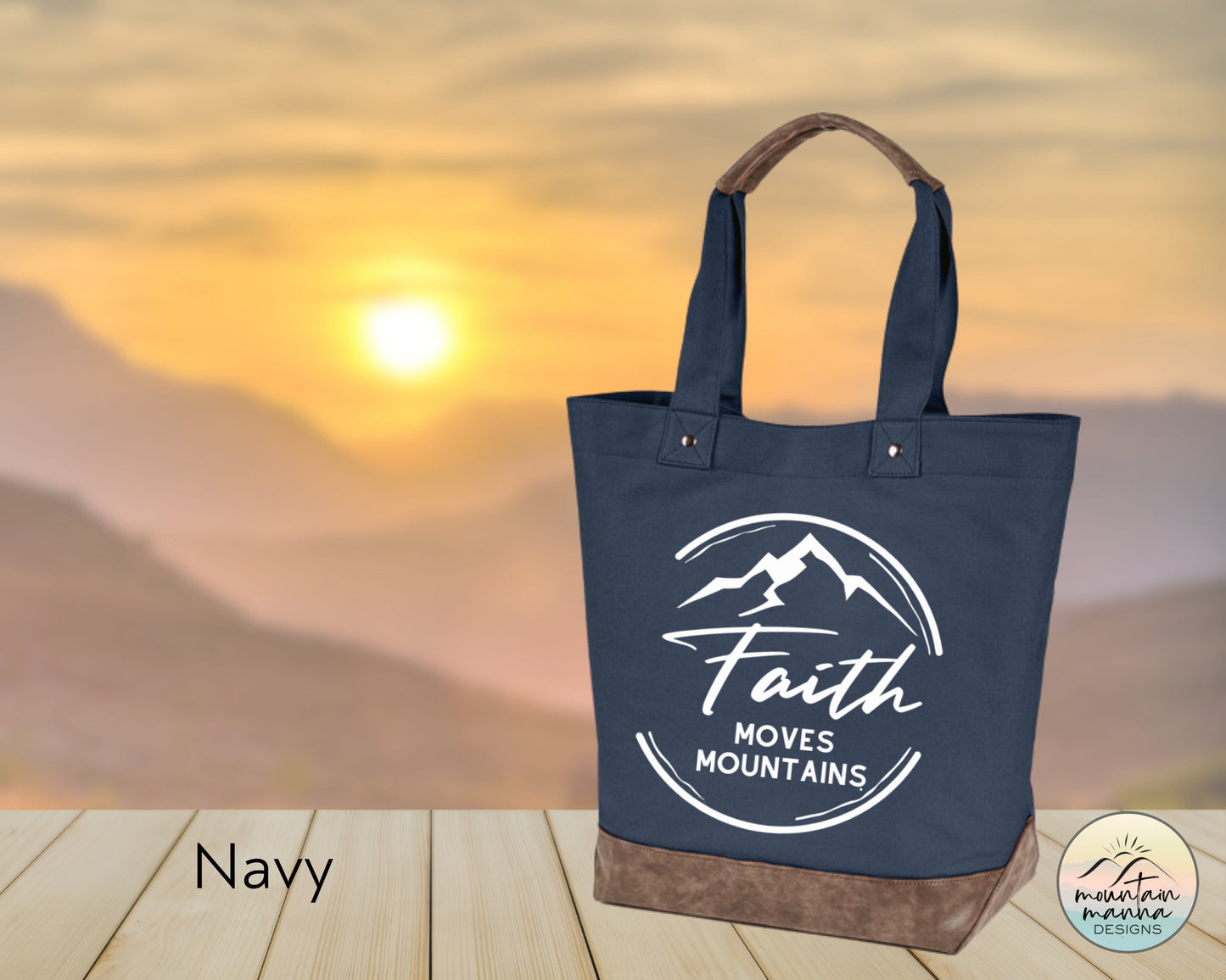Large, Sturdy Canvas Tote - Faith Moves Mountains