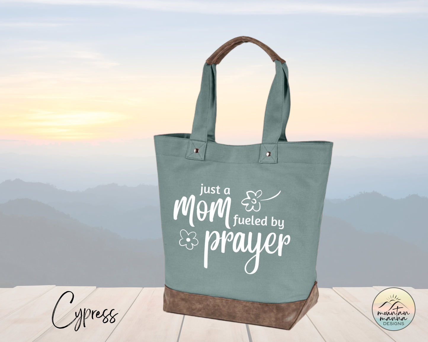 Canvas Tote - Just a Mom Fueled by Prayer | Gift for her