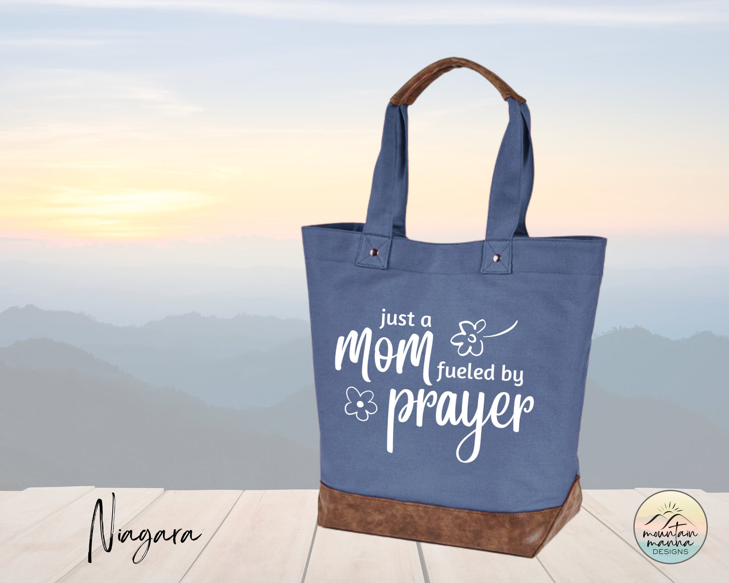 Canvas Tote - Just a Mom Fueled by Prayer | Gift for her