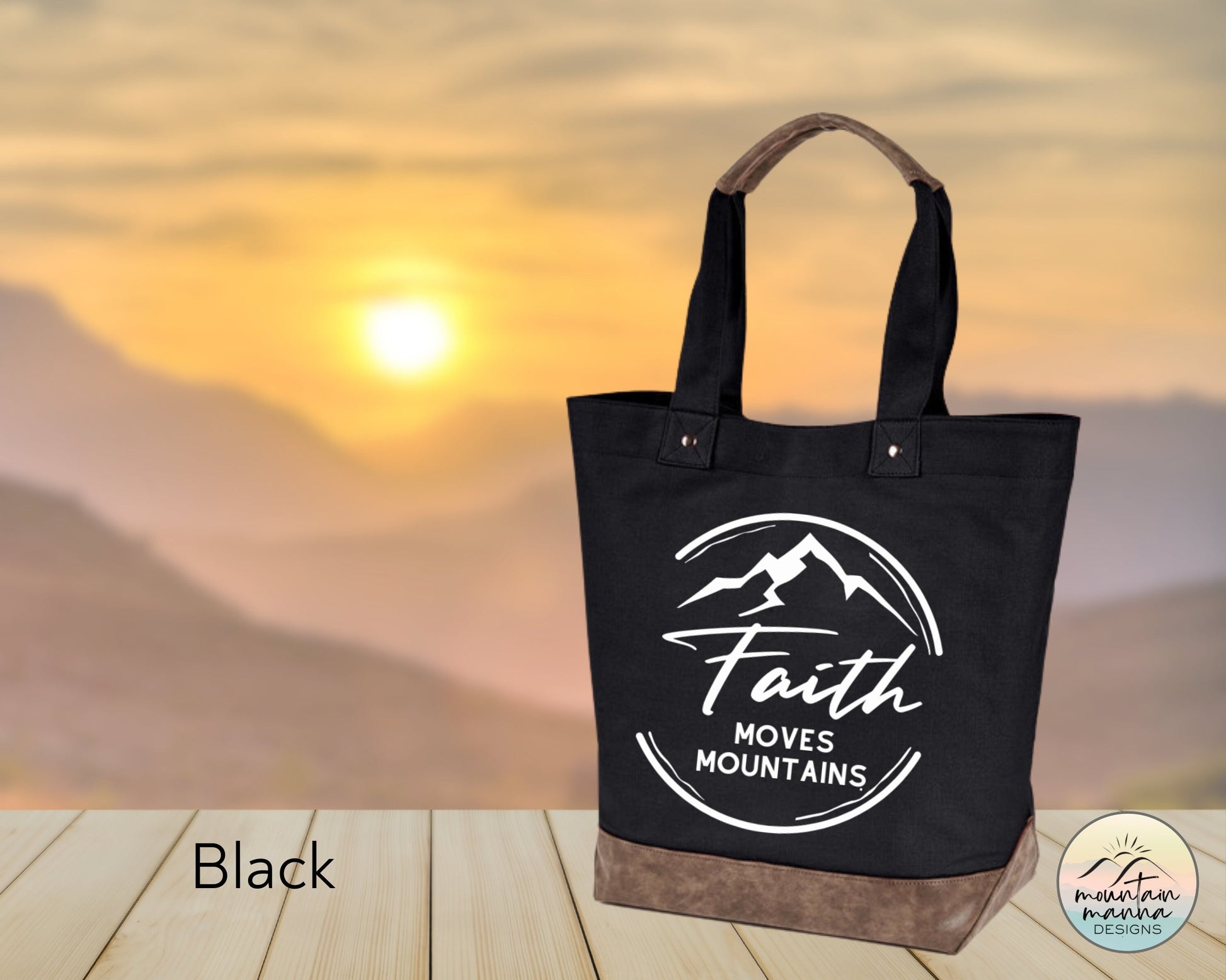 Large, Sturdy Canvas Tote - Faith Moves Mountains