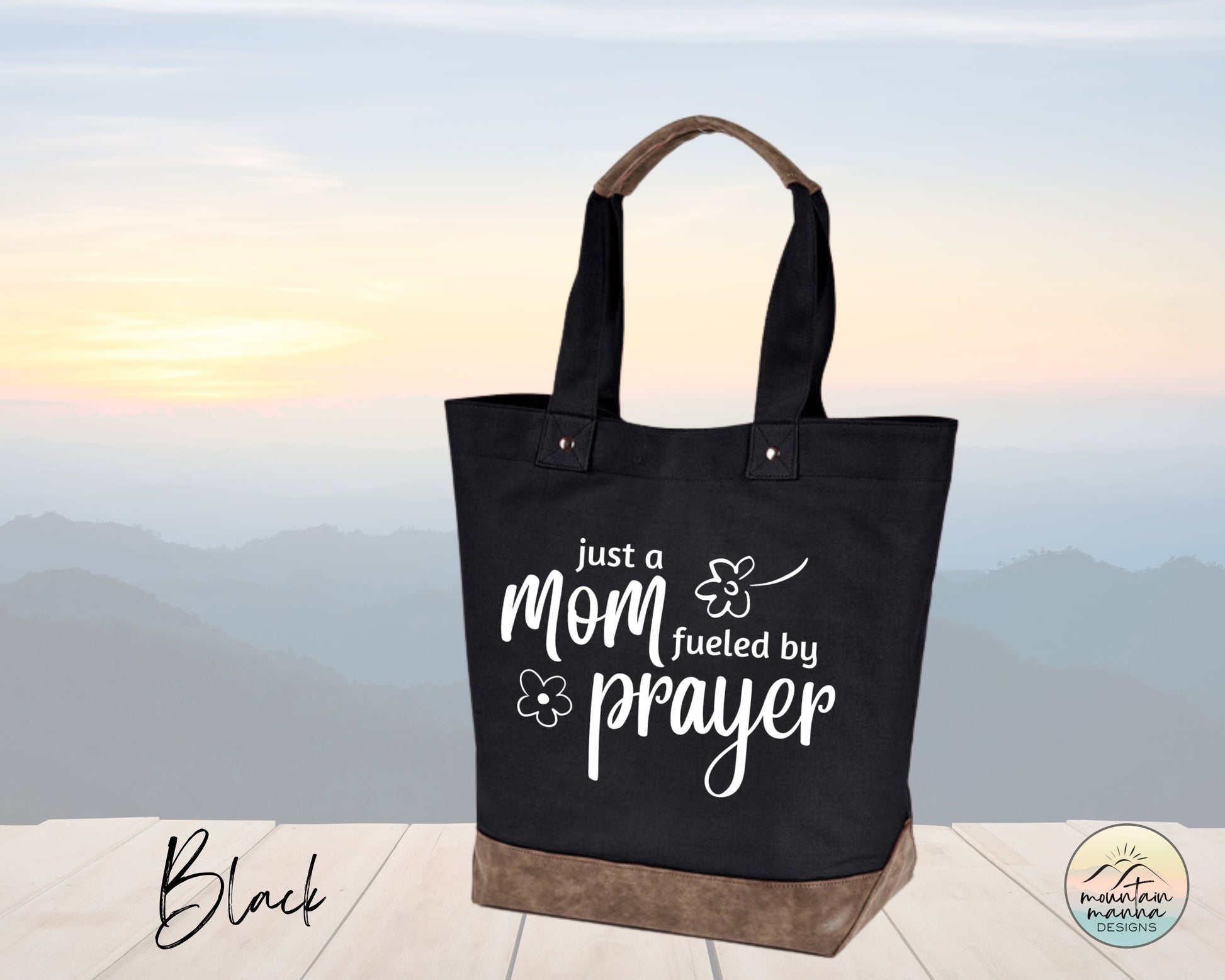 Canvas Tote - Just a Mom Fueled by Prayer | Gift for her