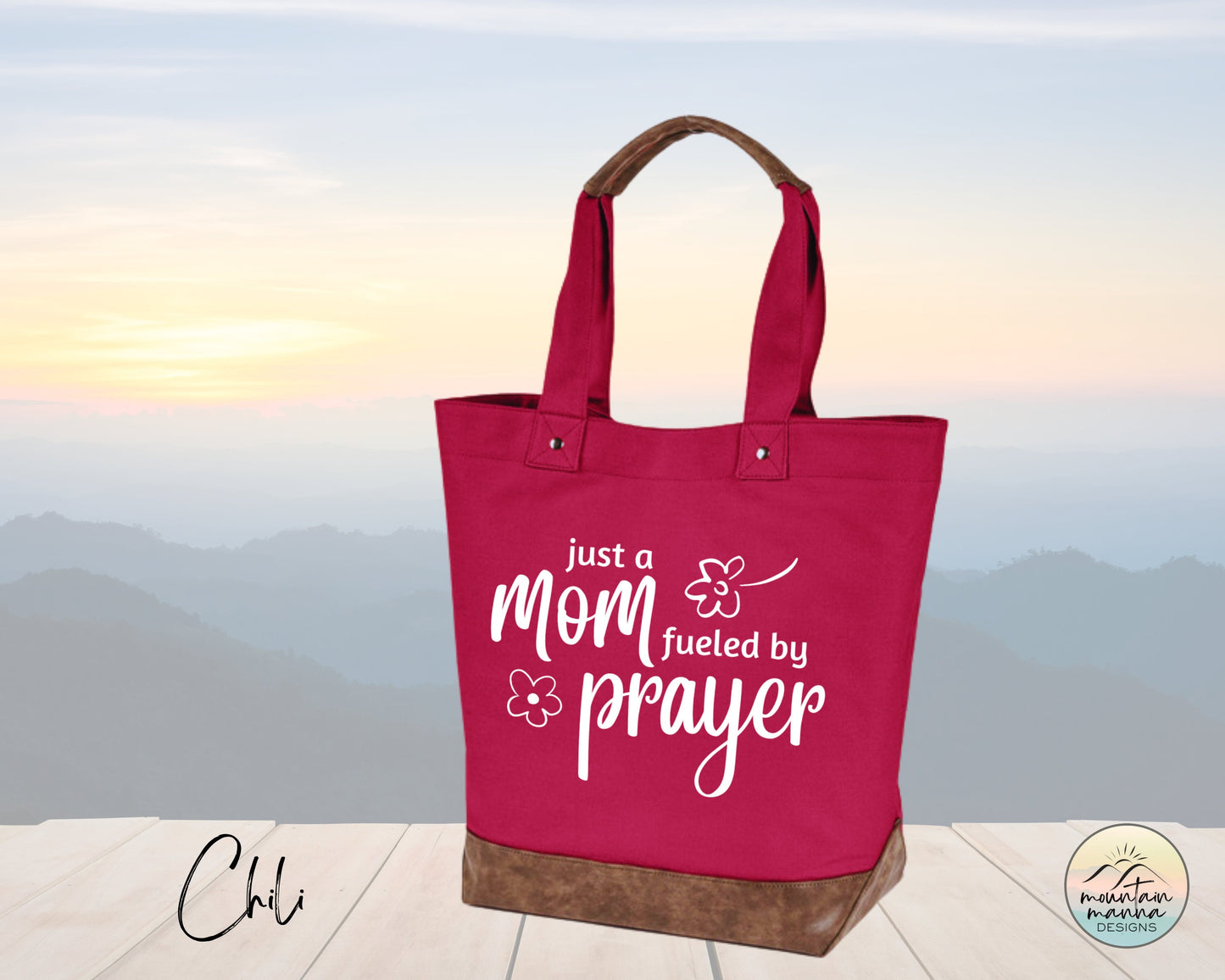 Canvas Tote - Just a Mom Fueled by Prayer | Gift for her