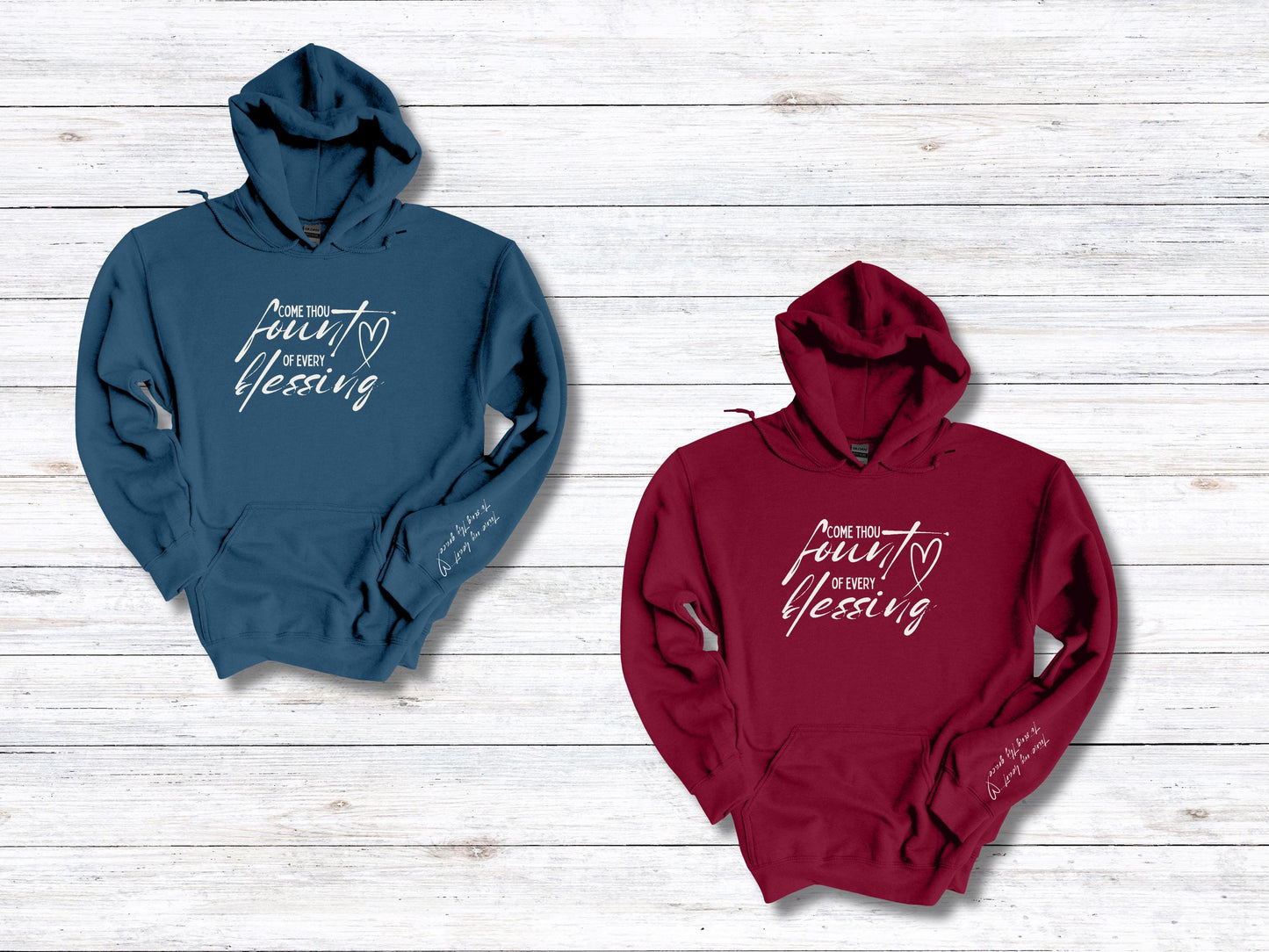 Hymn Come Thou Fount Sweatshirt/Hoodie with text on sleeve